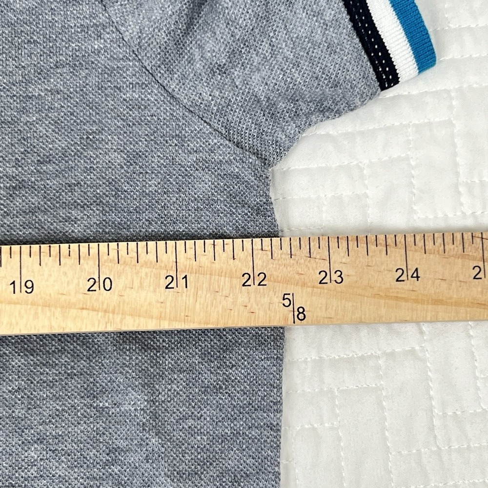 Lacoste Matte Piping Slim Fit Petit Pique Polo Shirt Grey/Blue 7/XXL - Picture 8 of 11